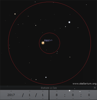 Piblen Marsu a Neptunu 1. 1. 2017 pod nam obzorem