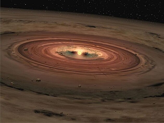 Pedstava protoplanetárního disku v okolí mladé hvzdy