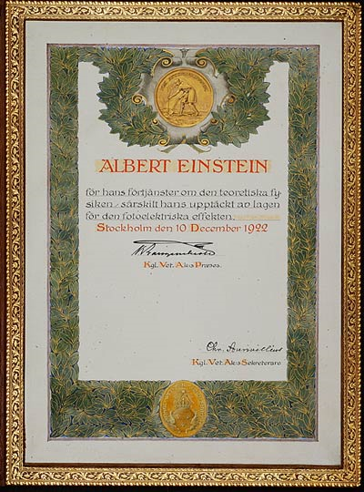 Einsteinv Nobelovský diplom