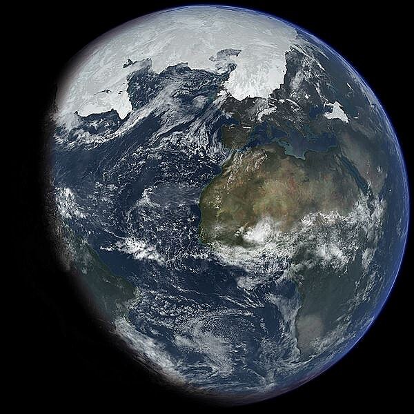 Zem v dob ledové. Kredit: Ittiz / Wikimedia Commons.
