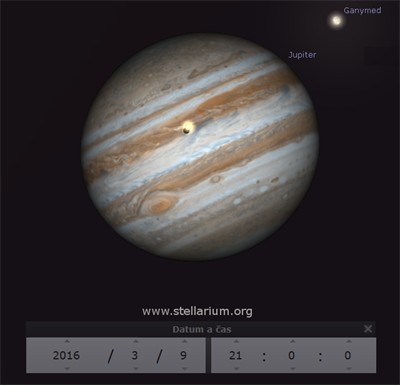 Msíc Io a jeho stín na Jupiteru 9. 3. 2016