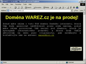 Domna warez.cz je na prodej. Nemte zjem?