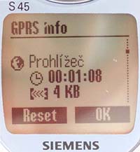 Informace o penesenm mnostv dat pes GPRS