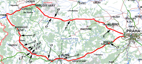 Mapa trasy pri testu pokryti