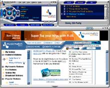 MusicMatch Jukebox s aktivn obrazovkou internetov stanice