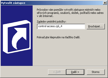 Ovldac Panely v pkazov dce Windows XP