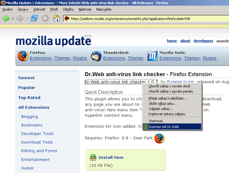 Dr.Web pro IE a Firefox
