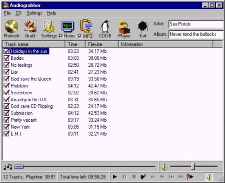 Audiograbber Main Window