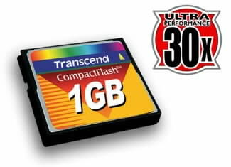1GB Compact Flash karta od firmy Transcend s 30x propustnost