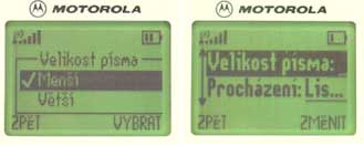 Motorola V66 zmena velikosti pisma