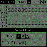 Dialogov okno pro vbr font u Palm III