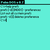 Seznam parametr pkazu PREFS v PalmDOSu