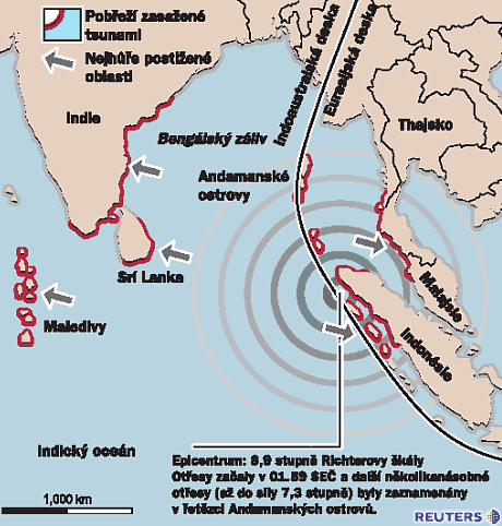 Mapa zemtesen