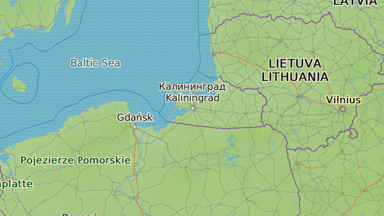 Kaliningrad se nachz asi 50 kilometr od hranic s Polskem