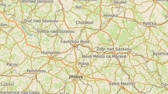 U Chotěboře a v Jihlavském tunelu už se rychlost měří (červené značky), Krátká Ves a Hosovský kopec (zelené značky) mají přibýt v letošním roce.