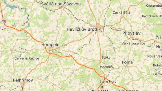 Nadjezdy, které padnou k zemi, se nacházejí u Humpolce (červená značka) a Větrného Jeníkova (modrá). Objížďka pro všechny vozy povede po silnicích první třídy přes Havlíčkův Brod (zelená).