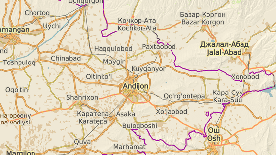 Plmilionov Andian le ve Ferganskm dol na vchod zem u hranic s Kyrgyzstnem.