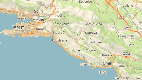 České ministerstvo zahraničních věcí doporučilo turistům dbát zvýšené opatrnosti hlavně mezi obcemi Podstrana (červená) a Jesenice (modrá). České ministerstvo zahraničních věcí doporučilo turistům dbát zvýšené opatrnosti hlavně mezi obcemi Podstrana (červená) a Jesenice (modrá).