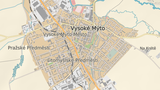 Místo potyčky řidičů s chodci ve Vysokém Mýtě. Místo potyčky řidičů s chodci ve Vysokém Mýtě.