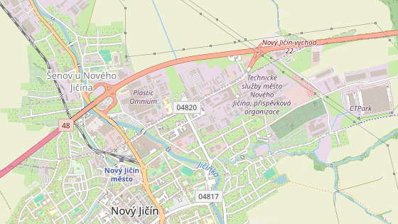 Záchranáři v Novém Jičíně nyní mají základnu v centru města (modrá značka), v roce 2027 se přestěhují k hasičům na jeho okraj (růžová značka). Záchranáři v Novém Jičíně nyní mají základnu v centru města (modrá značka), v roce 2027 se přestěhují k hasičům na jeho okraj (růžová značka).