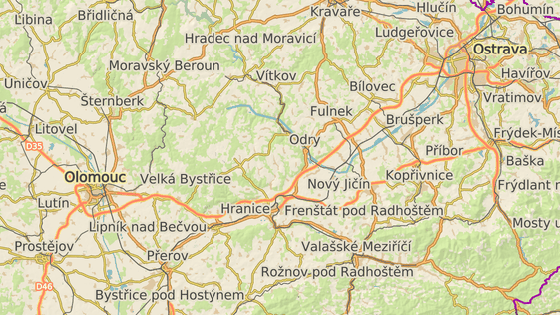 Iljuin vyletl z letit u Perova (erven znaka) a smoval na monovsk letit (modr znaka). Jene havaroval na kopci Hrka u Jesenku nad Odrou na Novojinsku (ern znaka).