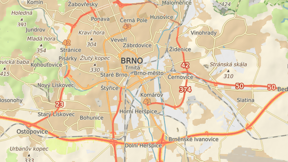 Hněvkovského ulice na okraji Brna Hněvkovského ulice na okraji Brna