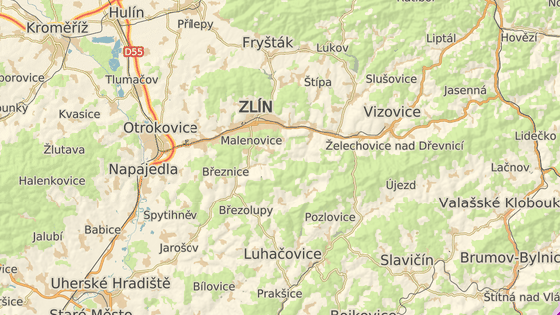 Modrá značka – I/49 v Huštěnovicích, červená značka – I/49 u Pozděchova Modrá značka – I/49 v Huštěnovicích, červená značka – I/49 u Pozděchova