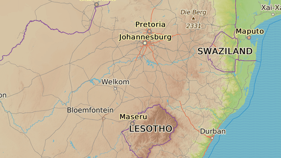 Modr znaka ukazuje bval vzen Kgosi Mampuru II v Pretorii, erven pak nov msto pobytu Kreje - eBongweni C-Max v Kokstadu
