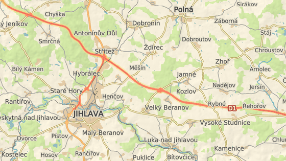 Nehoda se stala na 115. kilometru ve smru na Brno u Mna.