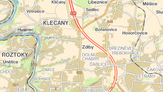 Body na mapě znázorňují hlavní body plánované tramvajové trasy -
Zdiby a Vozovnu Kobylisy Body na mapě znázorňují hlavní body plánované tramvajové trasy -
Zdiby a Vozovnu Kobylisy