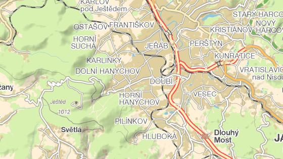 Radar m v ulici Dubice v Liberci.