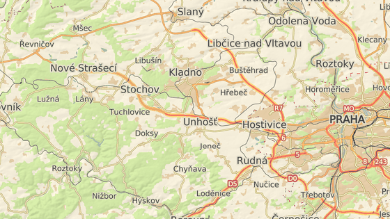 Označeny jsou Dejvice, nádraží Lány (Stochov) a konec koněspřežky Označeny jsou Dejvice, nádraží Lány (Stochov) a konec koněspřežky