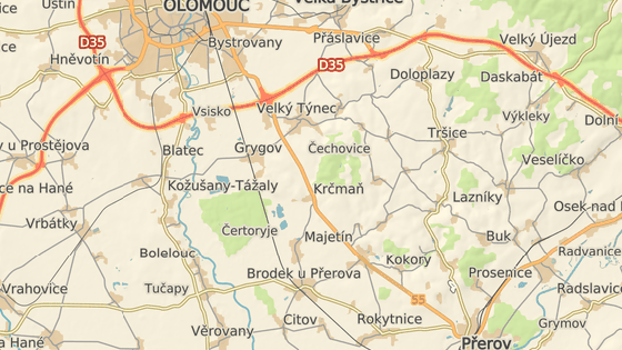 Rizikové místo se nachází na rušné silnici I/55 spojující Olomouc a Přerov.