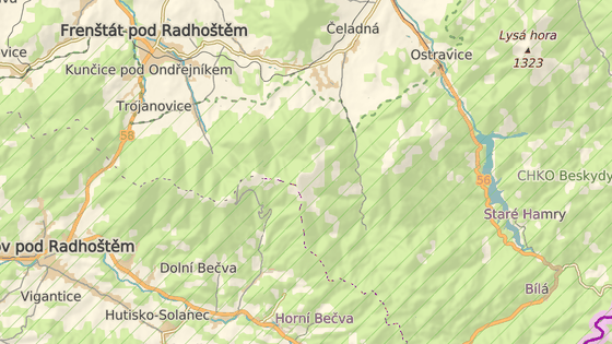 Hora Kněhyně ( 1 257 m. n. m.) leží mezi Frenštátem pod Radhoštěm a Čeladnou.