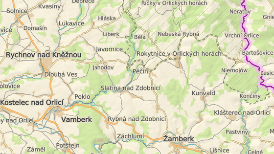 Vrchní Orlice leží za hřebenem Orlických hor při hranicích s dnešním Polskem.