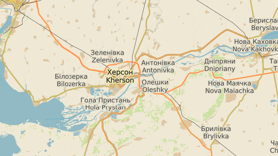 Antonivskyj most přes řeku Dněpr