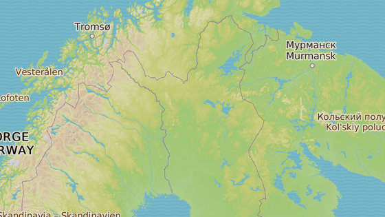 Černá značka ukazuje místo Kuttanen,kde byla nalezena Čechova přítelkyně mrtvá, červená pak město Rovaniemi, kde se koná soud