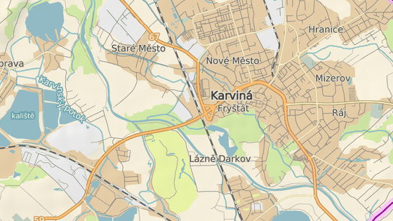 Část Staré Město leží v západní části Karviné.