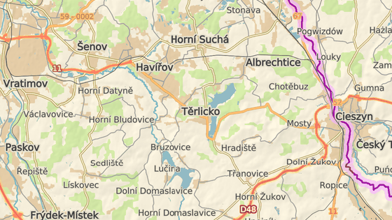 Cyklisté z Havířova rádi jezdí k přehradám Těrlicko (zelená značka) a Žermanice (červená značka). Jenže cyklostezky pořád scházejí.