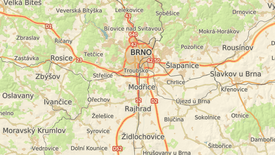 Úsek od Rajhradu až ke sjezdu na dálnici na Prahu či Olomouc je místem častých kolon . Úsek od Rajhradu až ke sjezdu na dálnici na Prahu či Olomouc je místem častých kolon .
