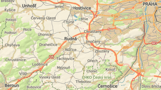 Přibližné místo nehody na D5 Přibližné místo nehody na D5