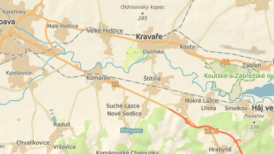 Obchvaty pomohou lidem v Opavě-Komárově (červená značka), v Nových Sedlicích (modrá značka) a ve Štítině (zelená značka).