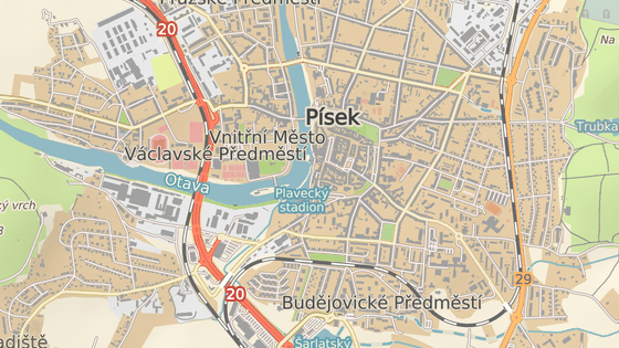 Lávka spojuje břehy Otavy kousek od historického centra města. Lávka spojuje břehy Otavy kousek od historického centra města.