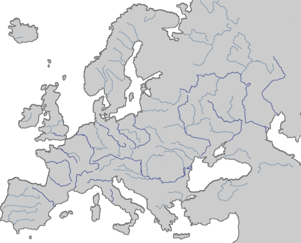 Mapa Evropy Vodstvo