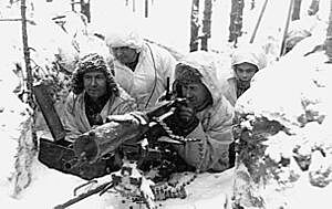 Skupina finskch vojk s kulometem Maxim