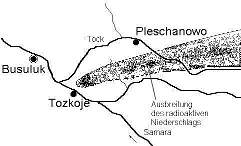 en radioaktivnho spadu po pokusnm jadernm vbuchu na Totskm polygonu v roce 1954