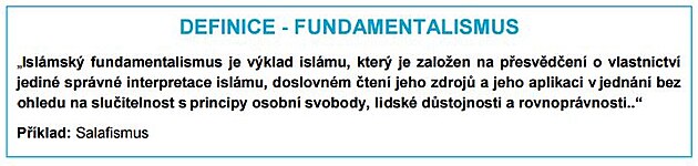 Definice islmskho fundamentalismu podle think-tanku Evropsk hodnoty