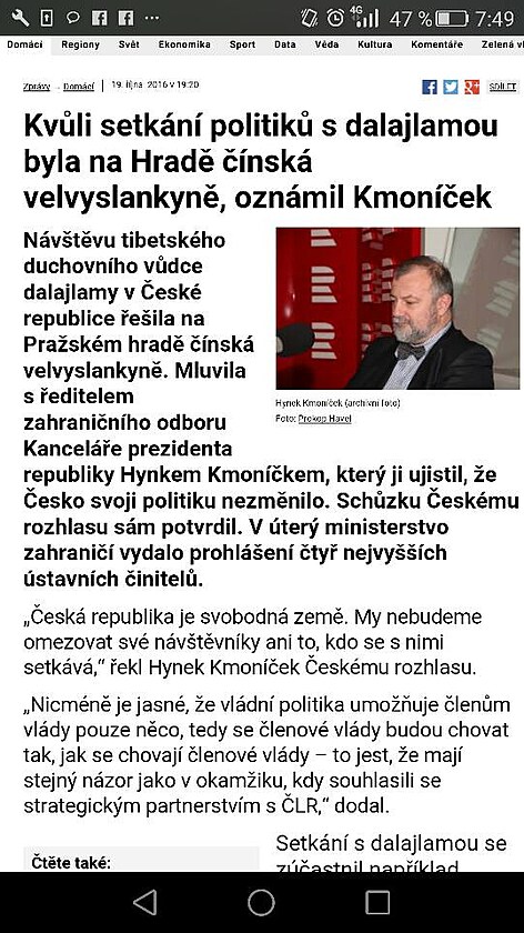 Dal z party, Hynek Kmonek. nsk ambasda je momentln v pozici, e si dn v esk republice d sama a stavn initel dlaj to, co chce ona