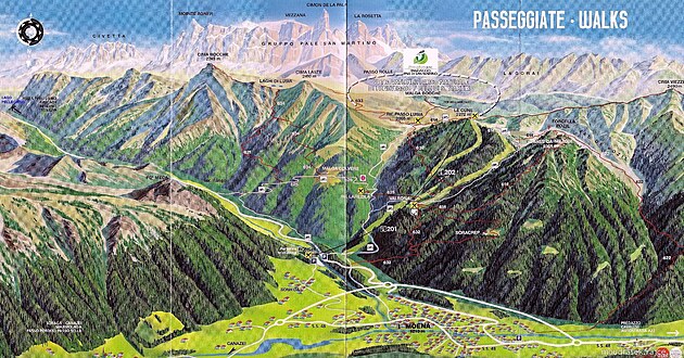 Alpe Lusia, heben thnouc se nad Passo Pellegrino - lze zvtit rozkliknutm