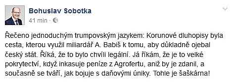 Bohuslav Sobotka na FB